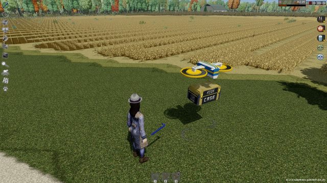 Zamazon delivery drone carrying a case